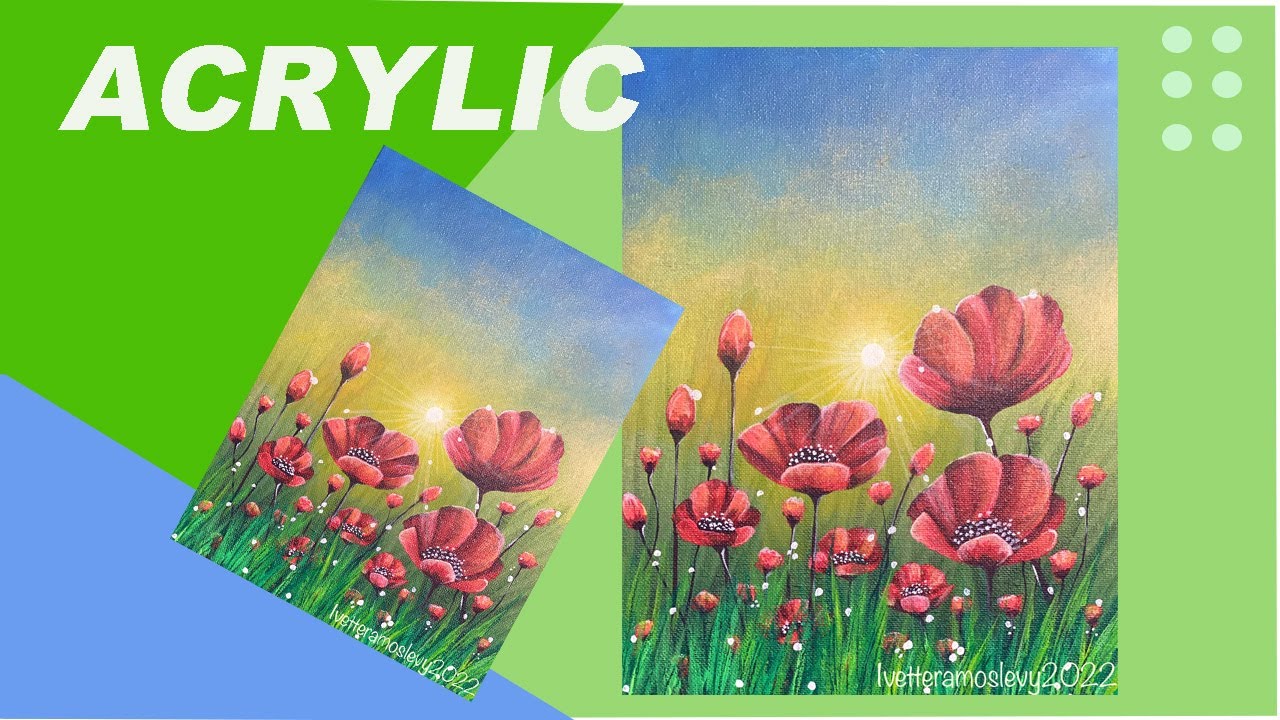Red Poppies step by step Acrylic Painting. Easy and fun - YouTube