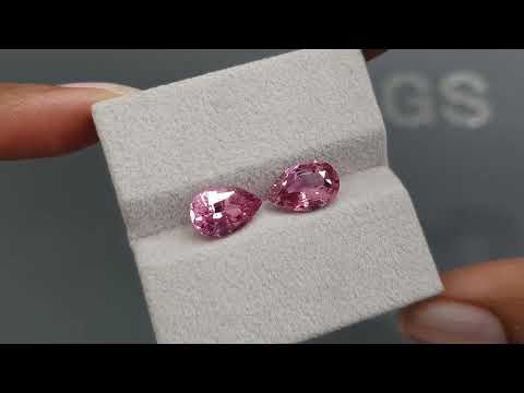Pair of pink spinels in pear cut 5.26 carats, Tajikistan Video  № 3