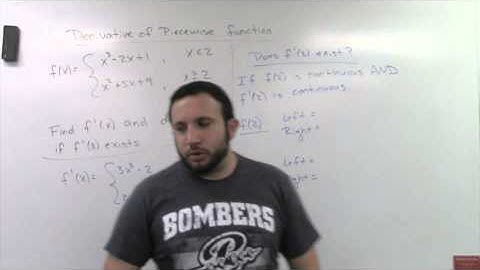 Derivative of Piecewise Functions