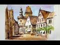 Pen and Wash Watercolor demonstration : Old Quarter