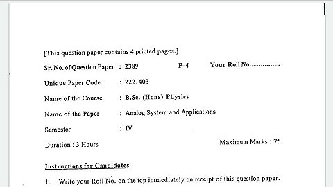 Analog System and Applications Question Paper - 1,  DU | Semester-IV |University of Delhi #du #qwp