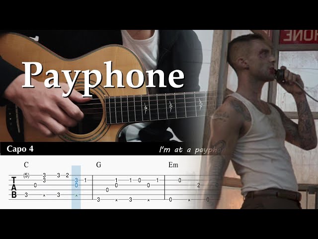 Payphone - Maroon5 - Fingerstyle Guitar TAB Chords class=