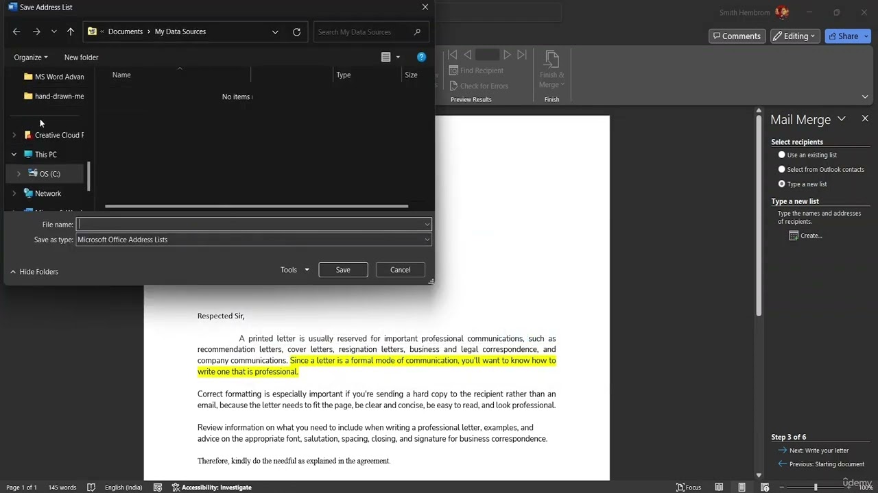 Understanding the mail merge option 
