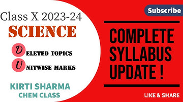 Class 10 Science New Syllabus CBSE Boards 2024 | Deleted Topics and Chapter-wise weightage marks.