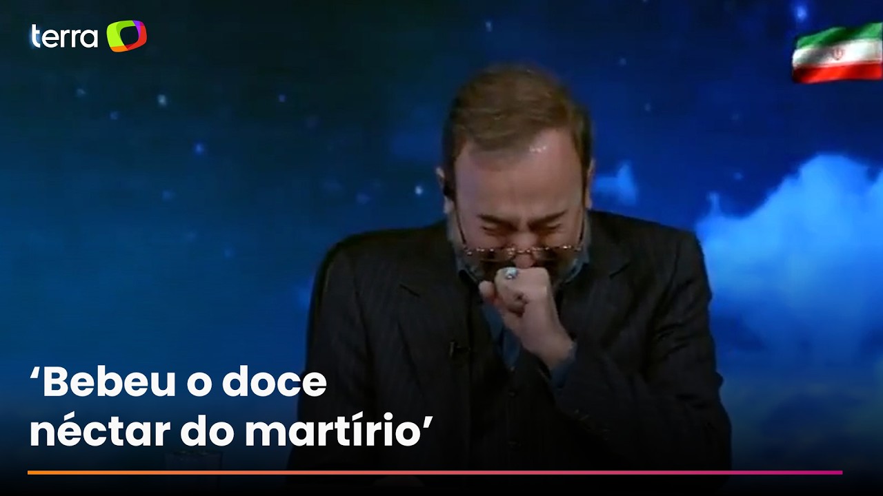 Apresentador de TV do Irã chora ao falar da morte de Ali Khamenei ...