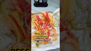Pescado y Camarones 🐟🦐 Empapelados🔥 #recetas #sabordelmar #mariscos #shorts