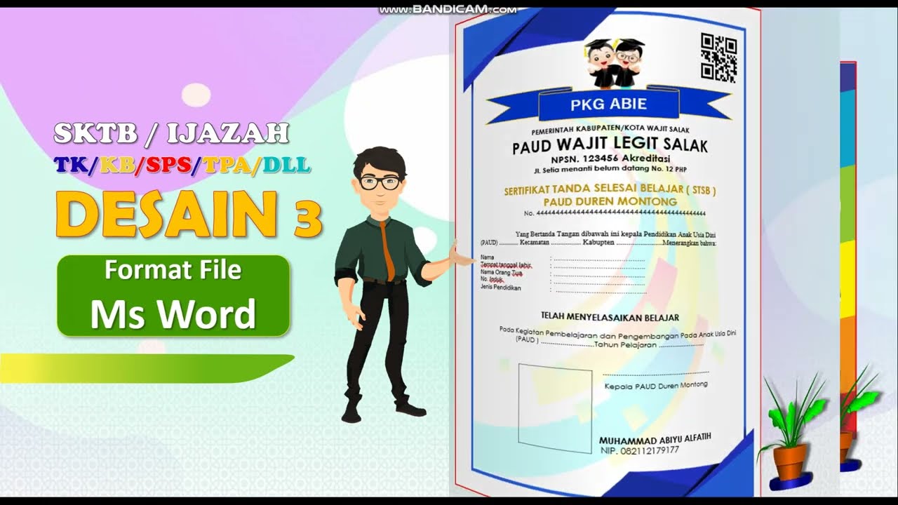 50 DESAIN FILE SKTB/STSB/IJAZAH PAUD ( TK/KB/SPS/TPA/RA) FORMAT MS WORD DAN PPT