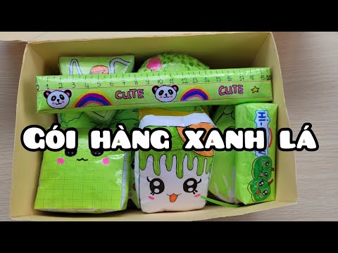 Video [Gói hàng] ???? #43 Gói hàng Squishy giấy màu xanh lá |... - youtube