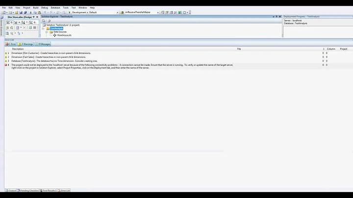 SSAS - How to fix error  The project could not be deployed to the