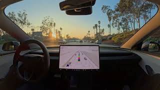 Leaving the LA Auto Show on Self-Driving 14.2.1 with my Dad