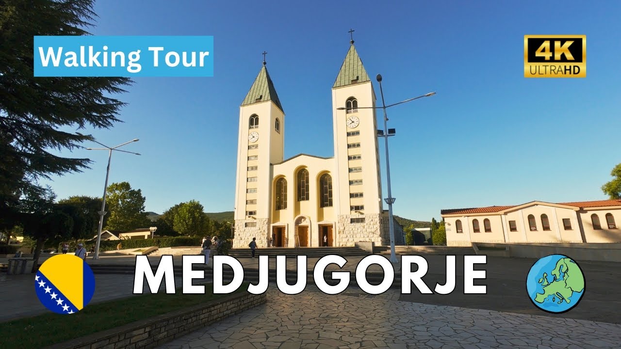 Medjugorje Walking Tour 4k in the early morning - Bosnia and Herzegovina