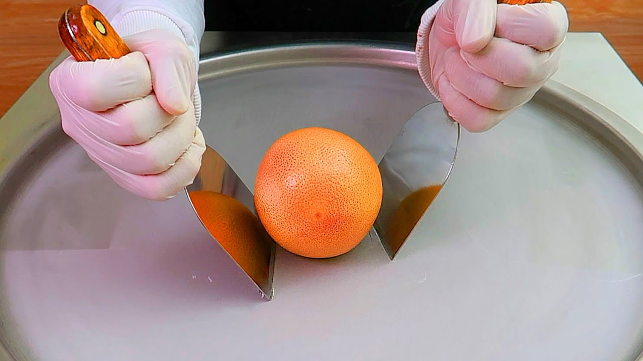 Grapefruit ice cream rolls street food - ايسكريم رول جريب فروت