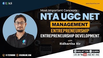 NTA UGC NET | Management Entrepreneurship |  Entrepreneurship Development Concepts | IFAS
