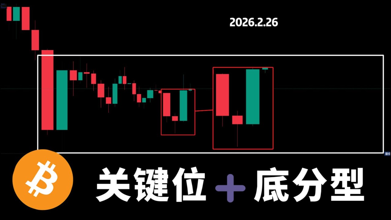 2月26日 BTC关键位置  ➕  底分型  无需验证  要开启一波不错的反弹行情了  就看你怎么上车啦   美股大涨  黄金白银被吸血了