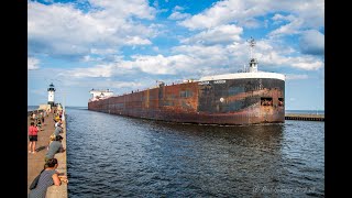 Emergency On Arrival! The Indiana Harbor , aborting their Duluth Entrance! Ever see a footer do a U?