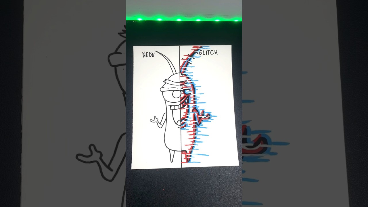 Drawing Plankton, but 2 different styles | Glitch Vs, Neon | Part 1 | Neon 