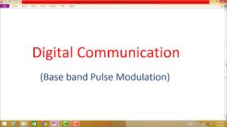 Digital Communication(Part-1) || Baseband Pulse Modulation