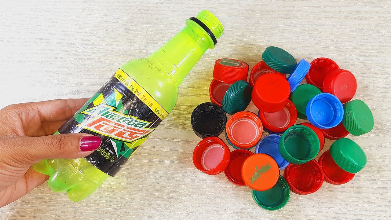 BEST OUT OF WASTE PLASTIC BOTTLES CAPS DECORATING DIY WALL HANGING DECORATION IDEA YouTube