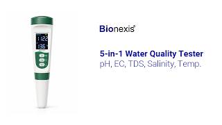 Bionexis ® 5-in-1 Water Quality Tester | pH, TDS, EC, Salinity, Temp.