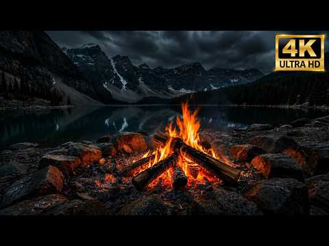 🌧️ Dark Mountain Night & Campfire 🔥 Sleep Atmosphere (No Music)