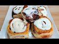 Нежнейшие Синнабоны с  кремом! Сдобные булочки с маком и изюмом! Лучший рецепт сдобного теста!