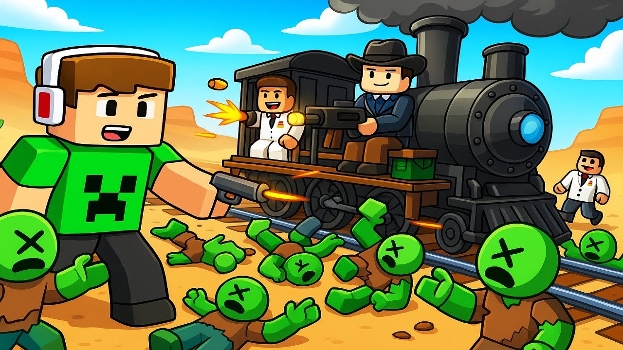 VONAT VS ZOMBIK, DE FEGYVEREKKEL A ROBLOX-BAN! 😱