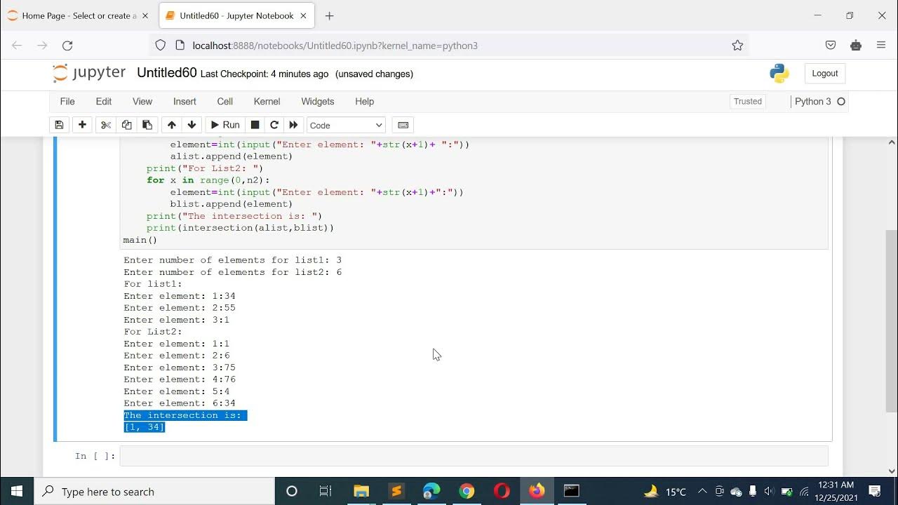 Python Program to Find the Intersection of Two Lists - YouTube