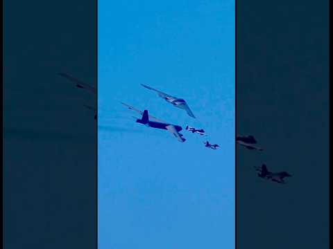 B2 Stealth Bomber leading the pack at an air and sea show in Miami Beach, Florida