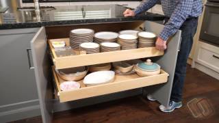 In this video, our installer demonstrates how to install our gliding shelves, pull out shelves and slide out drawers into a frameless 