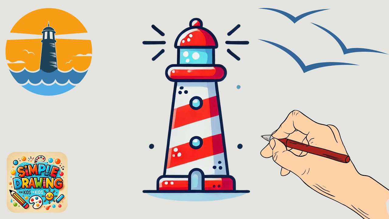 KAWAII LIGHTHOUSE - Fun & Simple Drawing | Easy Tutorial for kids - YouTube