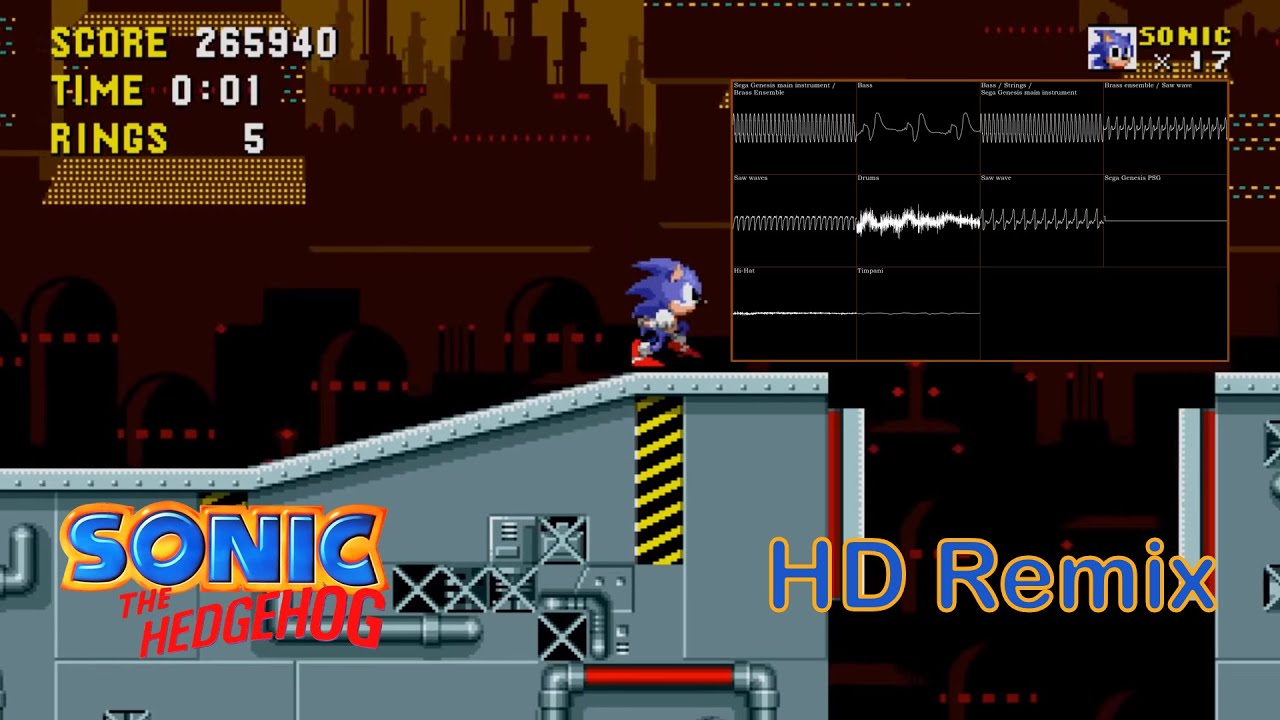 Sonic the Hedgehog - Scrap Brain Zone HD remix [Oscilloscope view ...