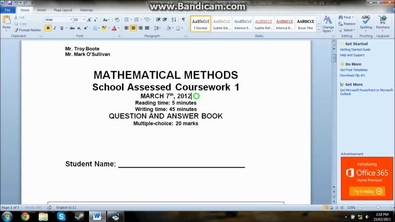 Maths Methods Tutorial - Last years SAC 1 Answers - YouTube