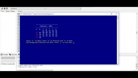 Simple Calender in C Programming with source code Mini Project