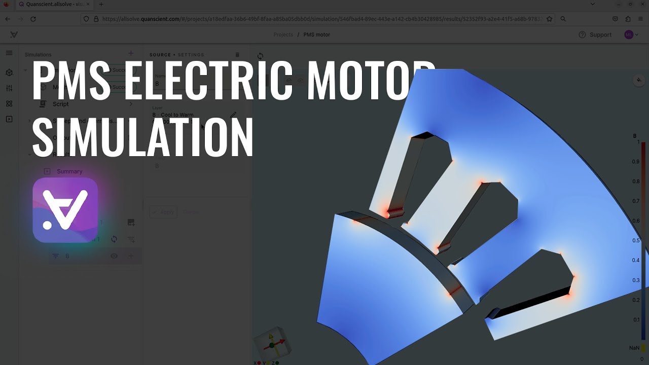 How to run PMS Electric Motor simulation with Quanscient Allsolve YouTube