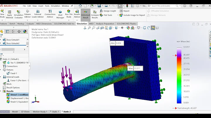 Solidworks Simulation Static FEA Analysis | Alloy Round Beam