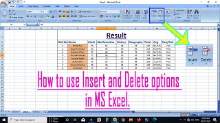 How to use Insert and Delete options in MS Excel. [Class- 32]
