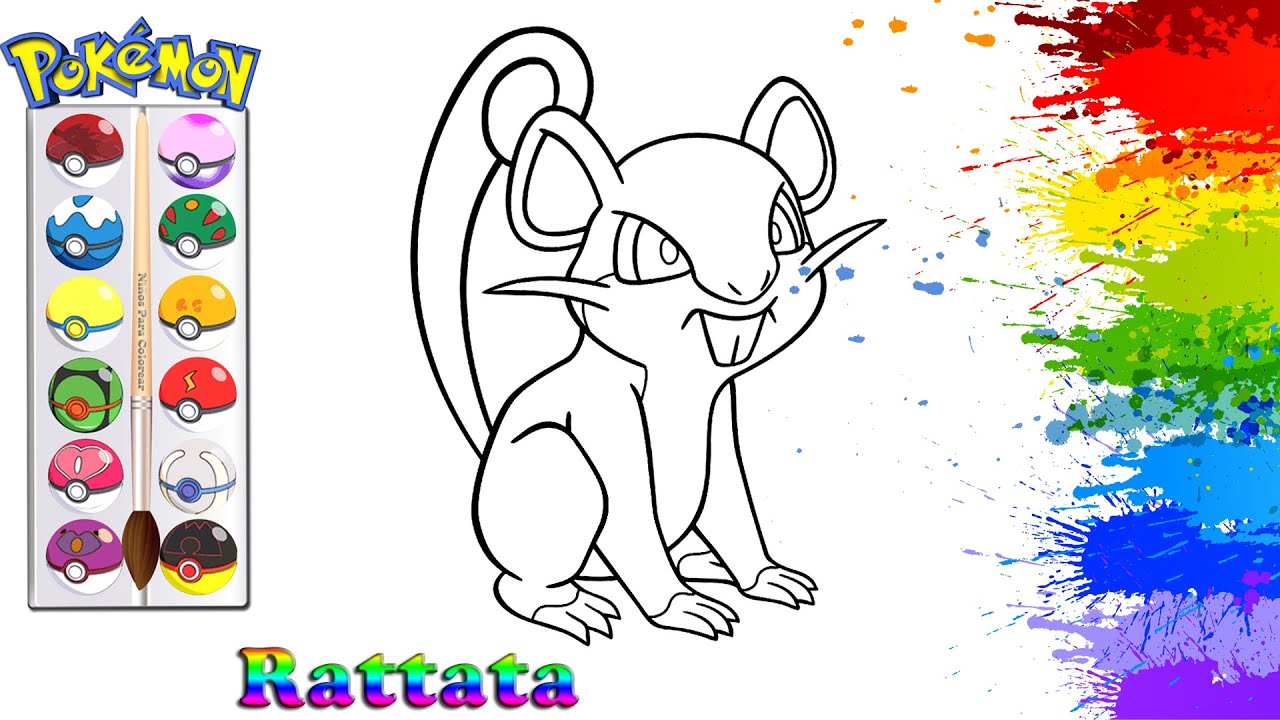Colorear ratón - Rattata pokémon | Pintar para niños pequeños y dibujar ...