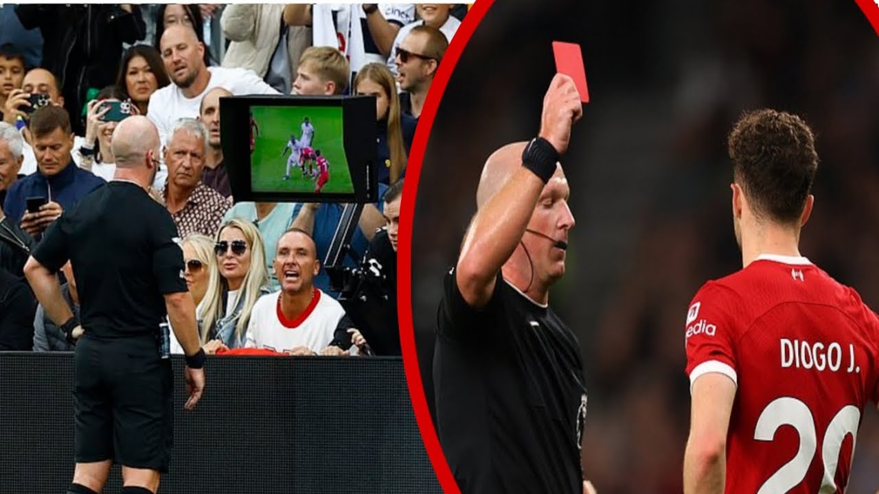 VAR ERROR - Diogo Jota RED CARD Liverpool vs Tottenham - YouTube