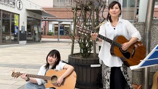 三女のライブ前に鹿児島中央駅でストリートしてきた♪  娘とのデート日和♡