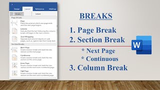 How To Use Page Break, Section Breaks And Column Break
