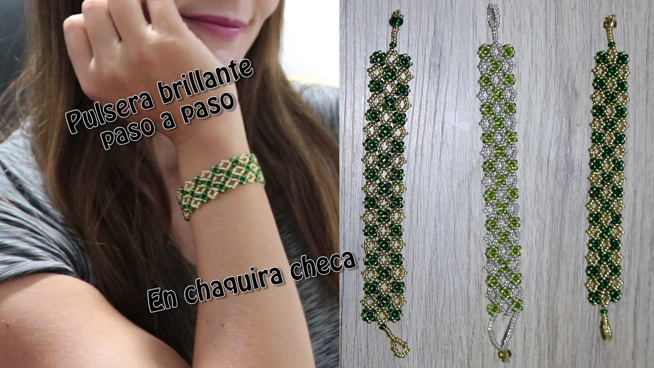 Como hacer pulsera brillante paso a paso (sin telar)