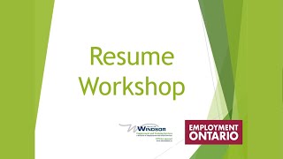 Employment and Training Services - Resume Workshop