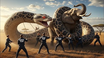 Brave Heroes Save Innocent Elephant from Giant Python