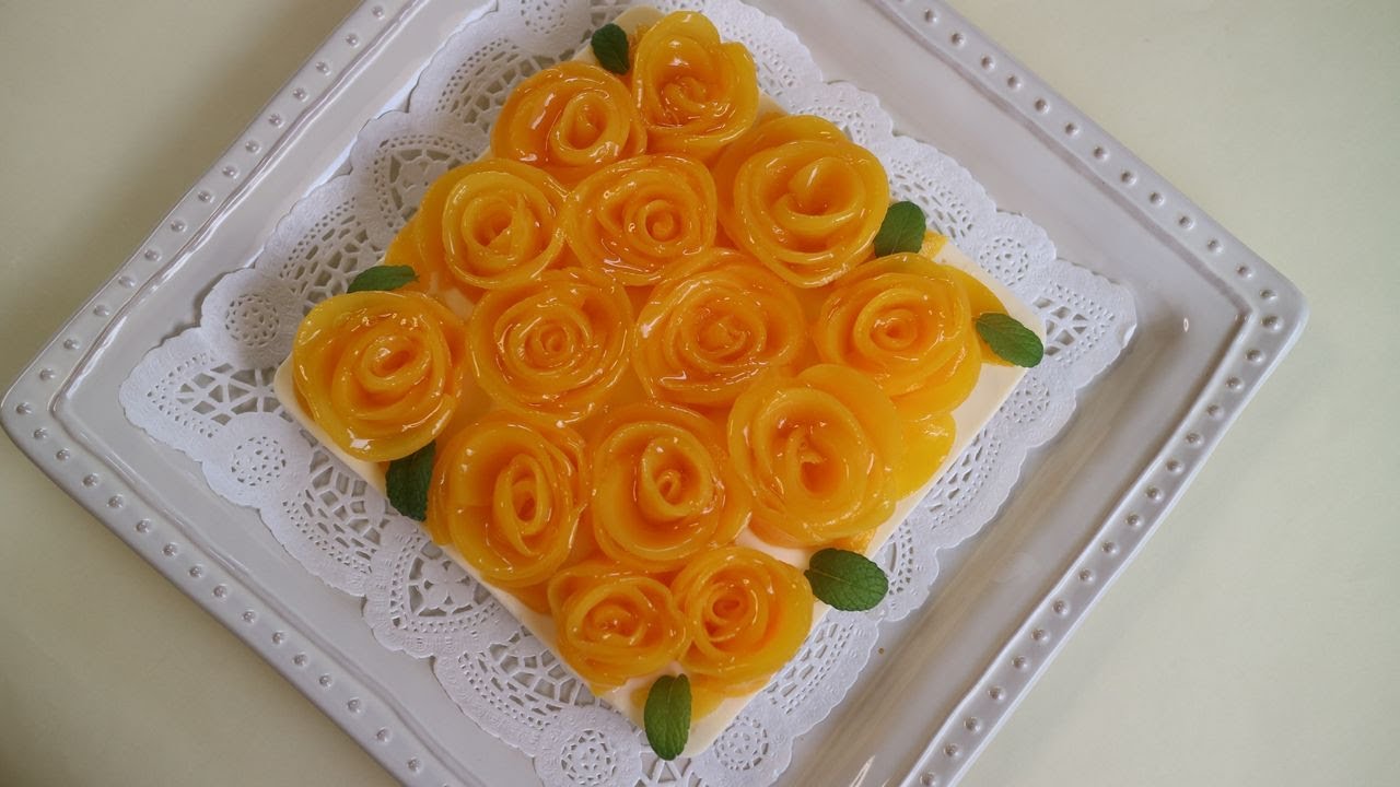 Peach Flower No Bake Cheesecake 桃のお花のレアチーズケーキ お誕生にも Youtube