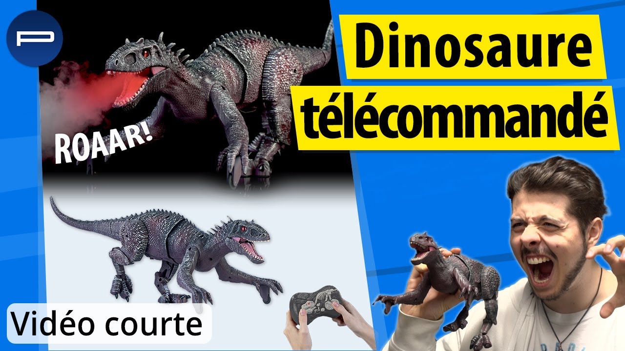 Dinosaure télécommandé avec effets sonores et brume