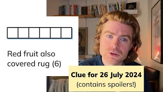 Minute Cryptic Clue #31 for 26 July 2024: Red fruit also covered rug (6)