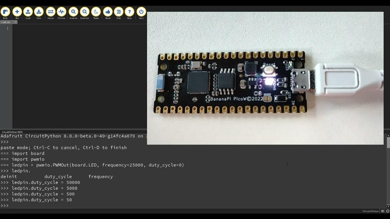 Banana pi bpi picow s3 output pwm adjust led brightness circuitpython