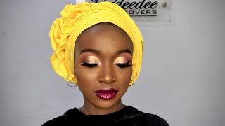 HOW TO TIE GELE WITH SATIN OR RAWSILK MATERIAL / trending 2020 side ruffle gele style