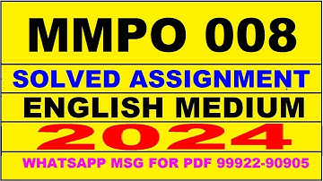 mmpo 8 solved assignment 2024 | mmpo 8 solved assignment in english 2023-24 | mmpo 8 2024