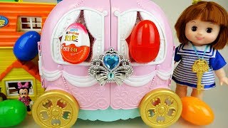 Baby doll and Pink pumpkin car surprise eggs toys play